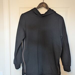 Black Maternity Hoodie with Side Zippers